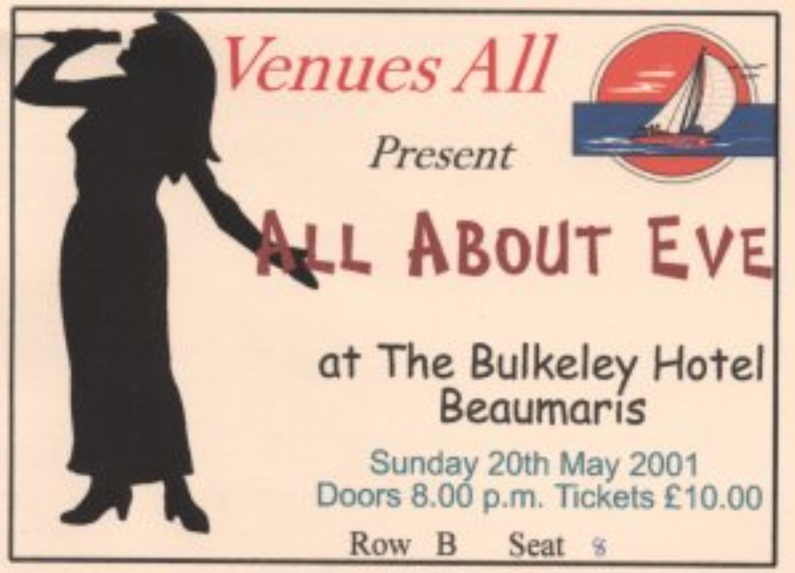 No offence to England, but playing Scotland & Wales was always a treat. Felt like being on holiday. AAE played #Beaumaris, staying at the Bulkeley Hotel, having played downstairs. Easy commute! 22 years ago tonight. Here's the strange and decidedly retro ticket design...