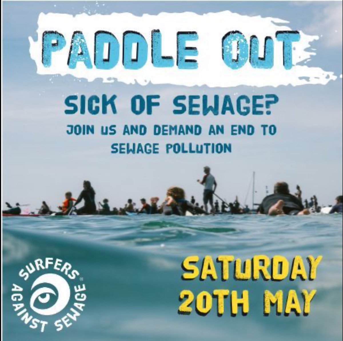 Just 3.5hrs to go, grab your swimming things, your board, your kayak, your SUP, your raft, whatever it is that you use to enjoy the wellbeing of water & head to Gylly Beach, Falmouth to join today’s @sascampaigns #paddleoutprotest against the #SewageScandal 

See you there!