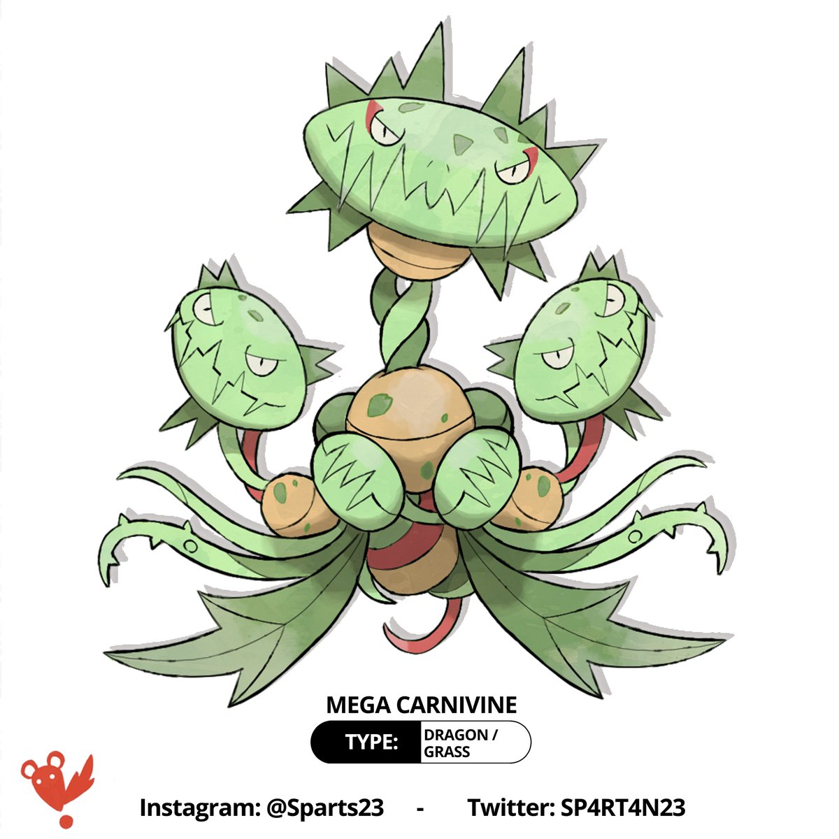Mega Carnivine. Inspired after the legend of Yamata no Orochi and the Hydra snake, In order to give Carnivine a more wild and agressive yet a bit  crazy design.
#PokemonScarletViolet  #pokemon