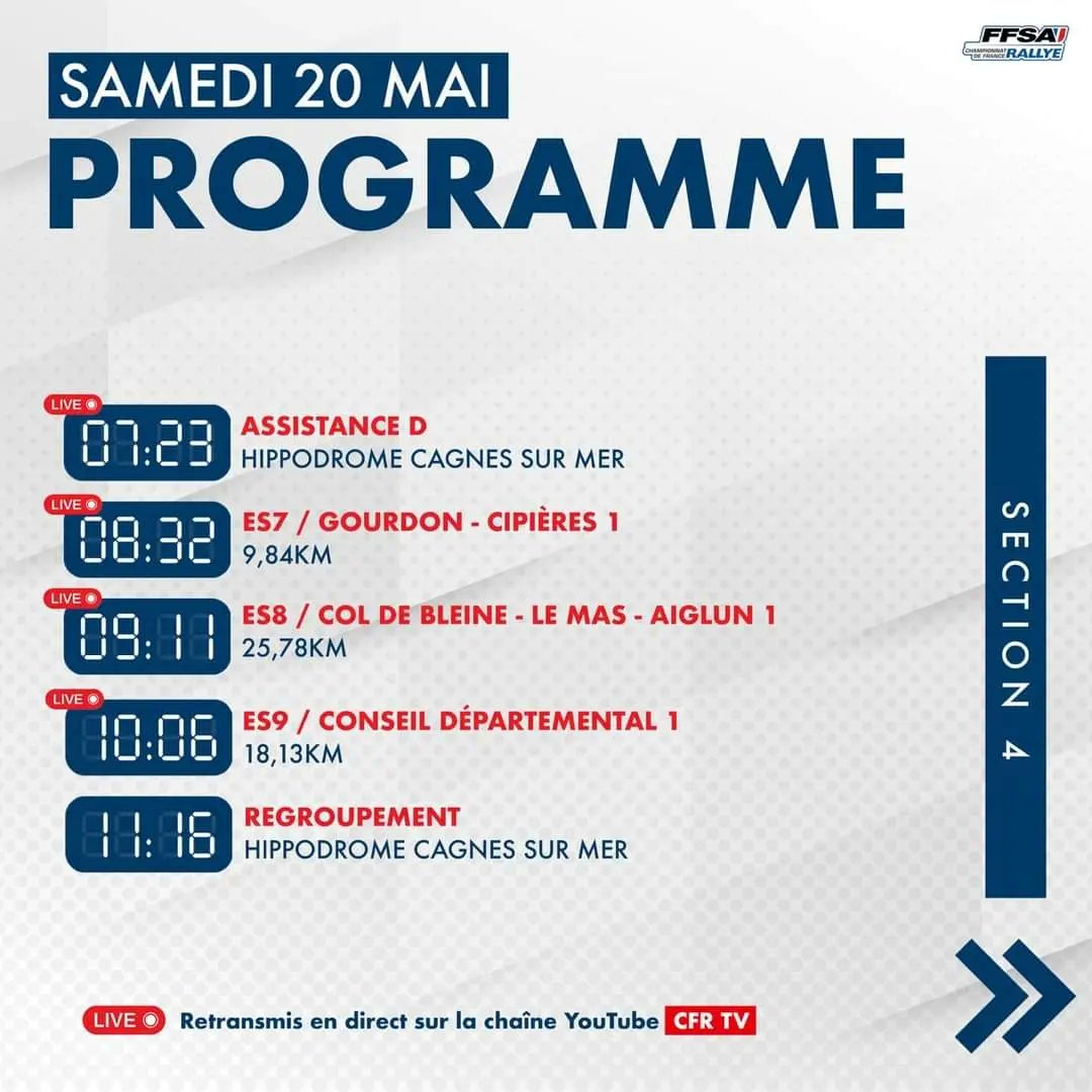 👋 Bonjour à tous !

Plus que 6️⃣ spéciales pour départager tous les équipages, la deuxième étape pour commencer !

🔴 Suivez le fil de ce deuxième jour au Rallye Antibes Côte d’Azur en direct sur notre chaîne YouTube CFR TV 👉 youtube.com/@CFRTV 🔗