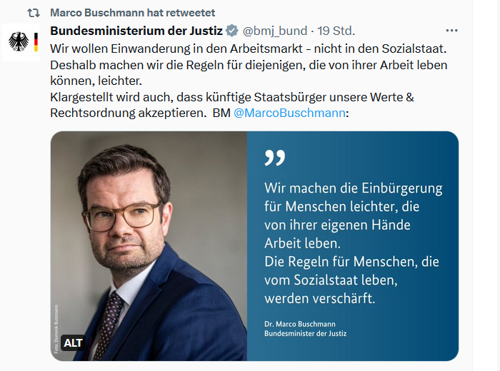 JuergenZimmerer's tweet photo. Dass auf einem offiziellen Account der Bundesregierung, retweetet vom Justizminister, der in rechtspopulischen bis rechtsextremen und völkischen Kreisen beliebte Brandstifterstatz von der "Einwanderung in die Sozialsysteme" propagiert wird, erschüttert mich zutiefst.😱😱 https://t.co/F0q0eSNil8