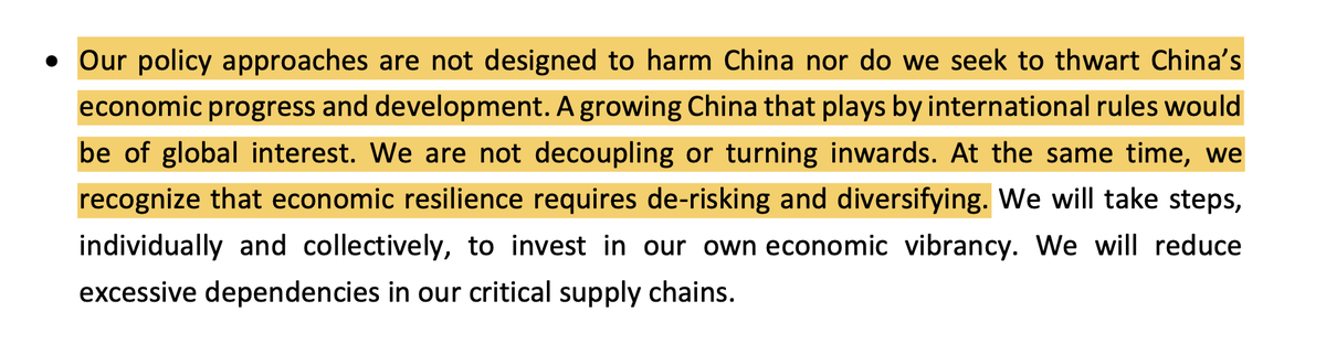 rbsw's tweet photo. G7 communiqué on "de-risking" as the agreed buzzword for policy toward China https://t.co/LsQBATjvaF