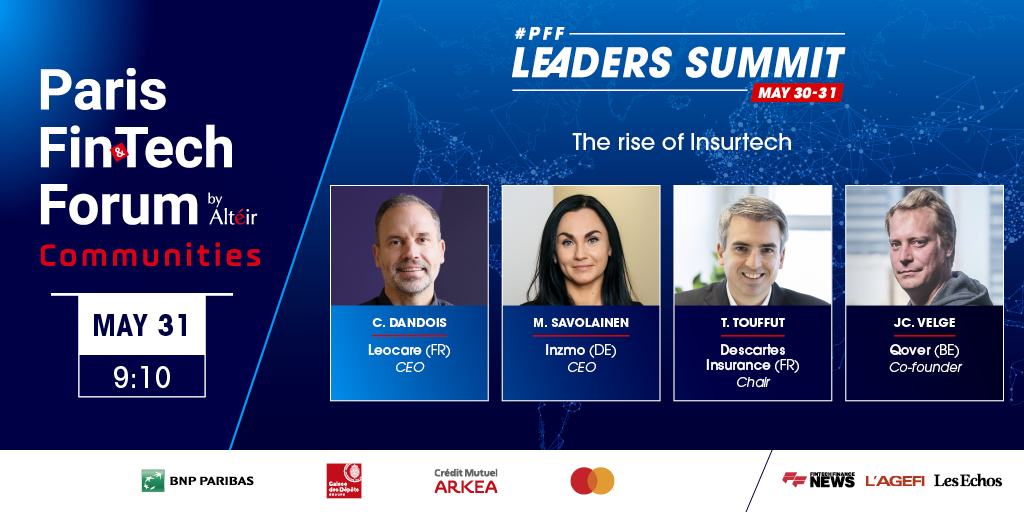 Paris Fintech Forum (@parisfinforum) on Twitter photo Come and discover this incredible panel on May 31th for the #PFF23 Leaders summit with <a href="/ChDandois/">Christophe Dandois</a>, <a href="/mrs_insurtech/">Meeri Savolainen</a>, @inzmoapp, <a href="/Tanguy_Touffut/">Tanguy</a>, <a href="/velgejc/">Jean-Charles Velge</a>
To see the full agenda follow this link : parisfintechforum.com/lagenda
cc <a href="/Leocare_Assure/">Leocare 🚀</a> <a href="/DescartesUWing/">Descartes Underwriting</a> @qover @inzmoapp Come and discover this incredible panel on May 31th for the #PFF23 Leaders summit with <a href="/ChDandois/">Christophe Dandois</a>, <a href="/mrs_insurtech/">Meeri Savolainen</a>, @inzmoapp, <a href="/Tanguy_Touffut/">Tanguy</a>, <a href="/velgejc/">Jean-Charles Velge</a>
To see the full agenda follow this link : parisfintechforum.com/lagenda
cc <a href="/Leocare_Assure/">Leocare 🚀</a> <a href="/DescartesUWing/">Descartes Underwriting</a> @qover @inzmoapp