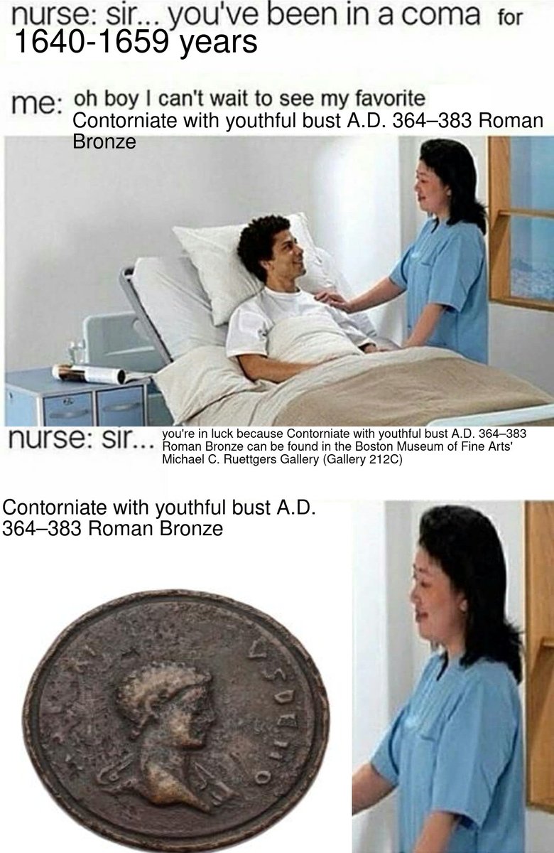 Contorniate with youthful bust A.D. 364–383 Roman Bronze