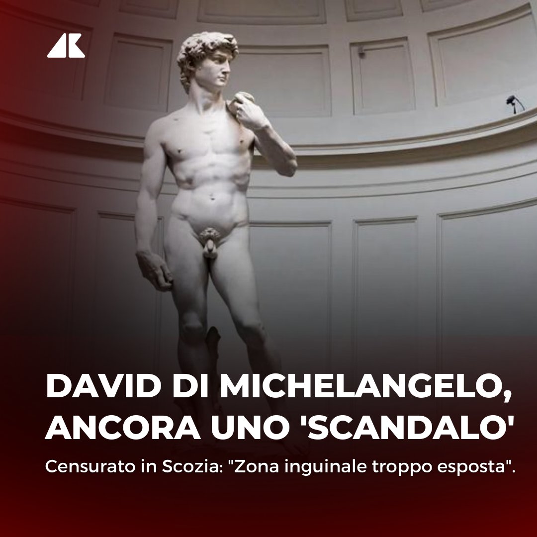 Adnkronos's tweet photo. Il David, l'iconica scultura di Michelangelo, è di nuovo nei guai a causa della presunta oscenità: è stata ritenuta inappropriata per la metropolitana di Glasgow, in Scozia, a causa della nudità della statua.

▶️ https://t.co/Rqcz08wUbf https://t.co/saF7UZww7W