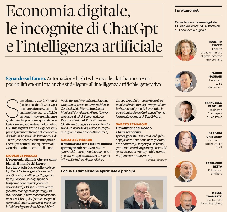 il 25/5 ore12.00 parliamo di #sostenibilità e #finanza con <a href="/marcoferrando77/">Marco Ferrando</a> ore16.30 di #AI e #lavoro con <a href="/piersolda/">Pierangelo Soldavini</a> 
27/5 - 16.45 presento Fatti non foste a viver come #robot <a href="/UtetLibri/">UTET</a> con <a href="/PaoloBricco/">Paolo Bricco</a> #FestivalEconomiaTrento <a href="/economicsfest/">Festival Economia Trento</a> #Trento link utetlibri.it/libri/fatti-no…