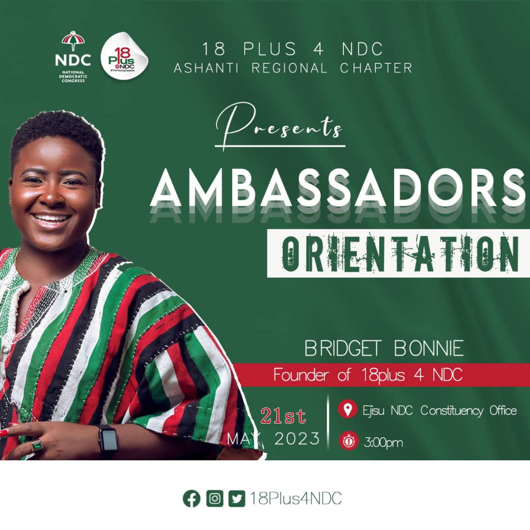 The next NDC gov’t will form a stable economy. 
Join @bridgebonnie1 as Ashanti Regional Ambassadors are oriented to @18plus4ndc . 

#18Plus4JM
#TheYoungAppeal