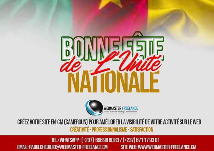 WebFreeCm's tweet image. 🇨🇲 Nous n'avons qu'un seul Cameroun

🇨🇲 Préservons le et battons nous chacun à son niveau pour contribuer à son développement et à la préservation de la paix.

❤️ Bonne fête de l'unité nationale ❤️

#uniténationale #20mai #cameroun #fetenationale