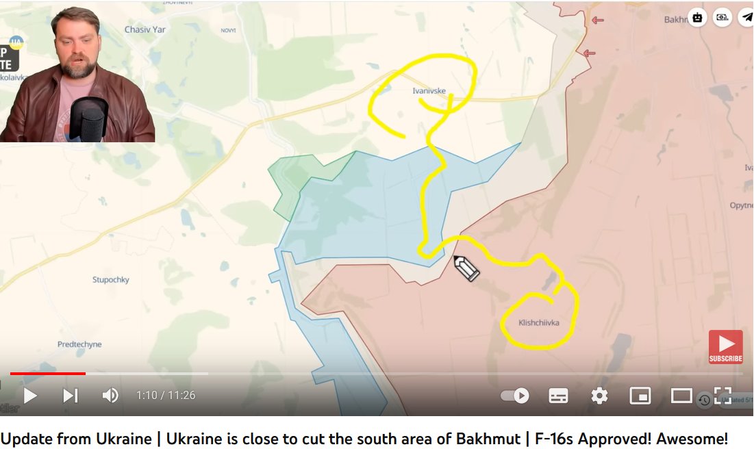 Oborožene sile še naprej napredujejo blizu Bakhmuta
Glede na zemljevid je ukrajinski vojski uspelo osvoboditi ozemlja na območju vasi Ivanivske.
Pod nadzorom ZSU je bil tudi del ceste, ki vodi do trenutno okupirane vasi Klishchiivka.