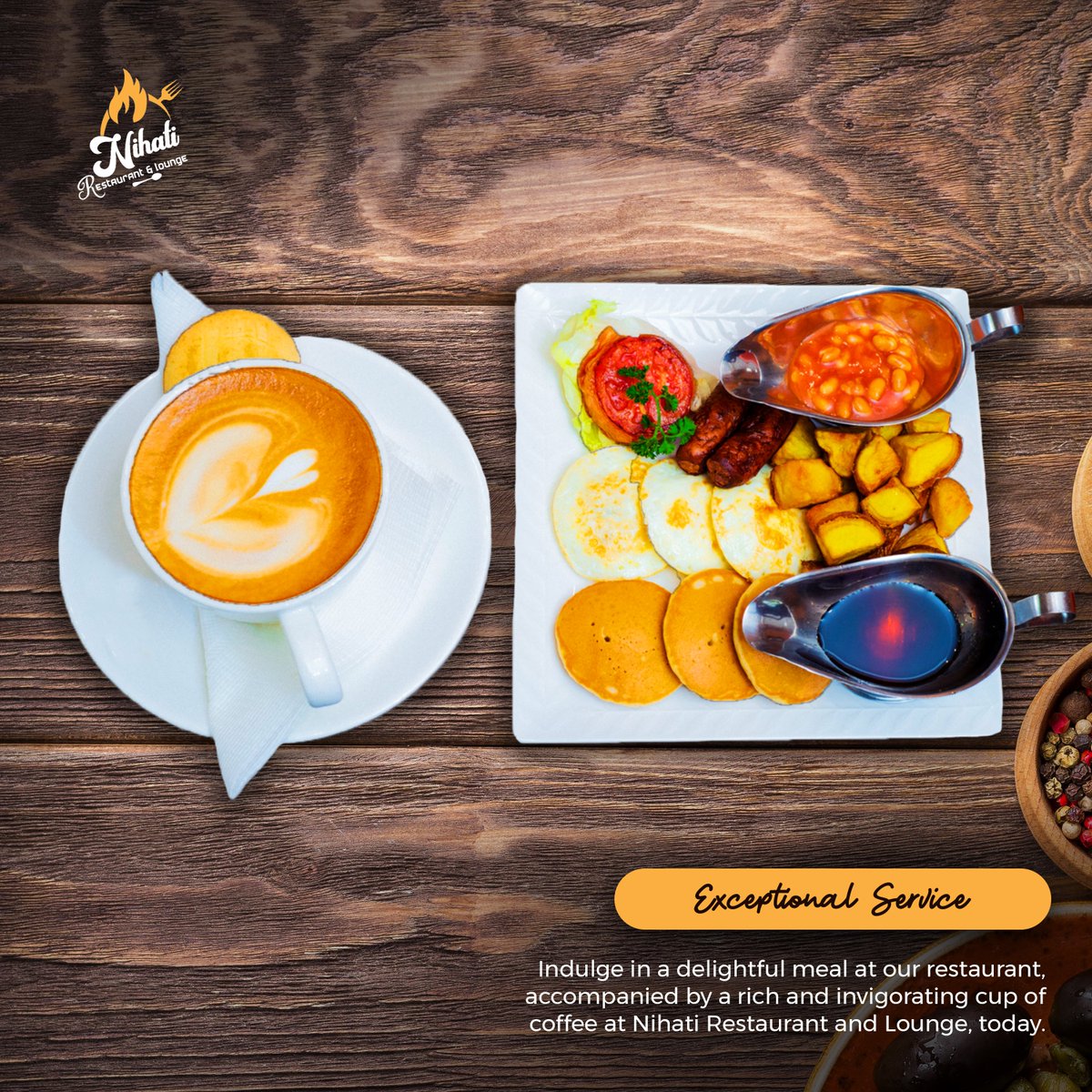 Indulge in a delightful meal at our restaurant, accompanied by a rich and invigorating cut of coffee at Nihati Restaurant and Lounge

#nihatirestaurantandlounge#restaurant#foodies#foodiesofinstagram#cocktails#àlacarte#foodporn#foodblogger#foodphotography#orderwithus#instafoodie