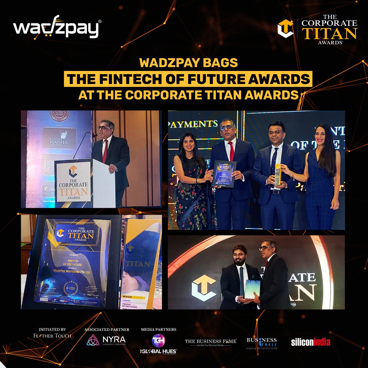 Celebrating a momentous achievement! 🎉

WadzPay proudly accepts the prestigious 'Fintech of the Future' awards at the Corporate Titan Awards. 🏆

@amitmalik99 @Anish_tweeets 

#WadzPay #CorporateTitanAwards #Fintech #Innovation #technology