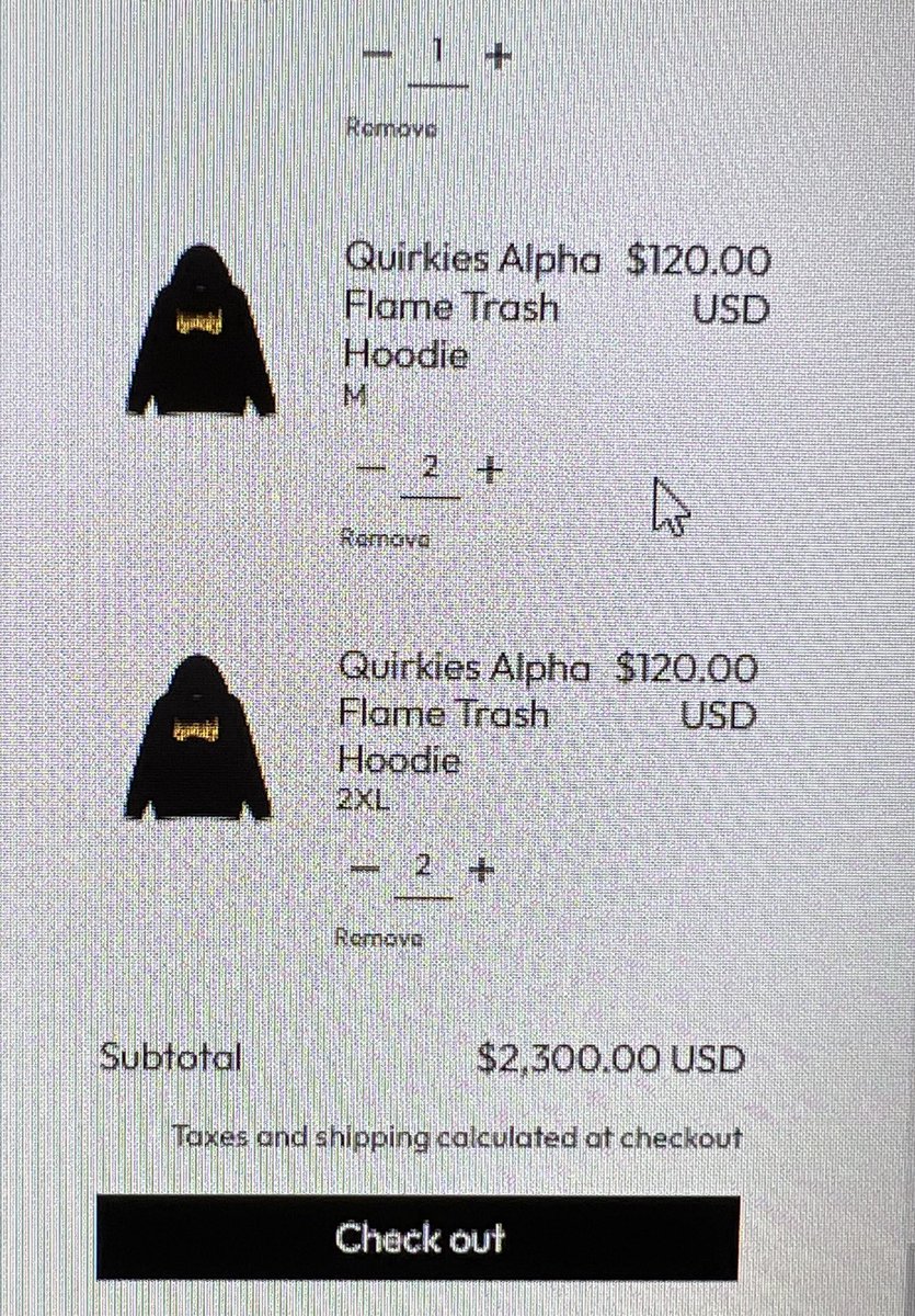 🛒🛒 Throw throw it in the baggg

<a href="/quirkiesnft/">Quirkies</a> apparel store launch = MASSIVE success … got 2/3 of everything I could 😍🔥 <a href="/princessashleiv/">Ash</a> helped since I was on the road 💯

Gonna have plenty of stuff for giveaways, friends and family ✅

Quirks was launched to be an apparel