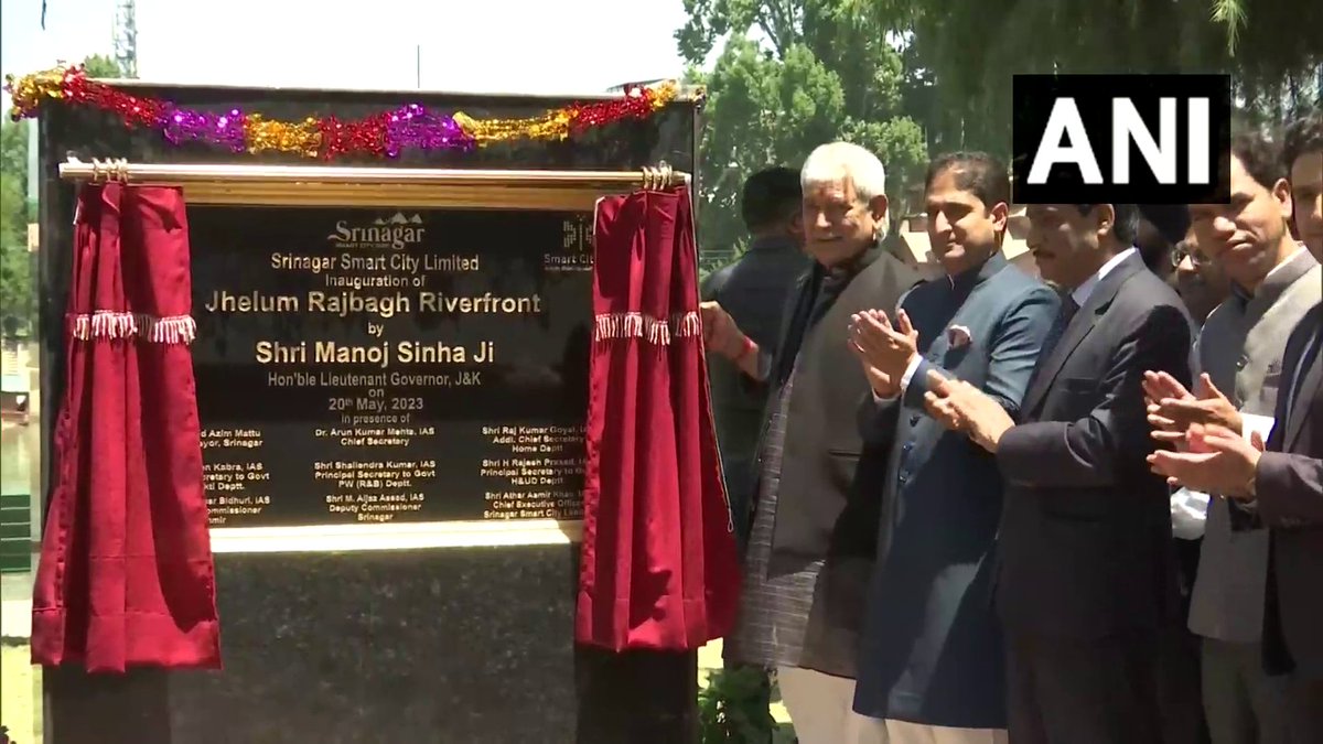 Jammu and Kashmir LG Manoj Sinha inaugurates Jhelum Rajbagh Riverfront in Srinagar