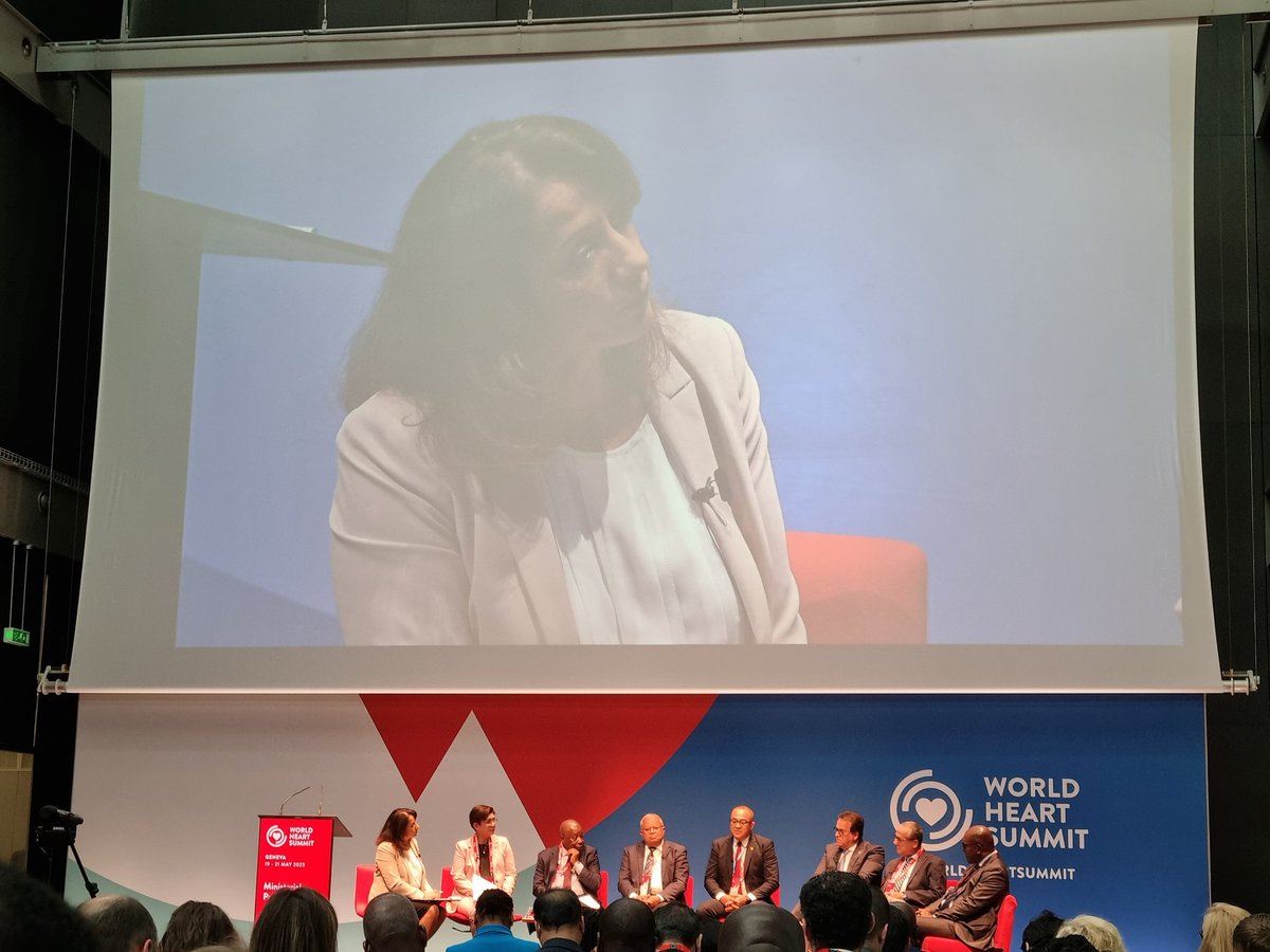 Important Ministerial panel on CVD health, chaired by <a href="/hackhound/">Hackhound</a>, with really impressive country and regional representation, highlighting range of possible responses/solutions to same problems. <a href="/worldheartfed/">World Heart Federation</a> #WorldHeartSummit