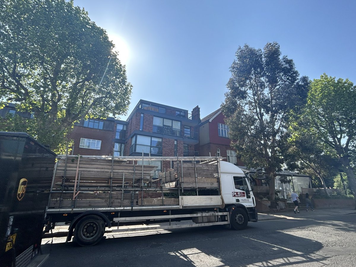 PubsSaving's tweet photo. Builders in The Queensbury #pub #willesdengreen this morning and looks like scaffolding is going up outside the building. Could demolition of this much loved community pub be imminent? Planning permission was granted for redevelopment back in 2019. ๐ข. #pubsmatter https://t.co/TtnqYoS77X