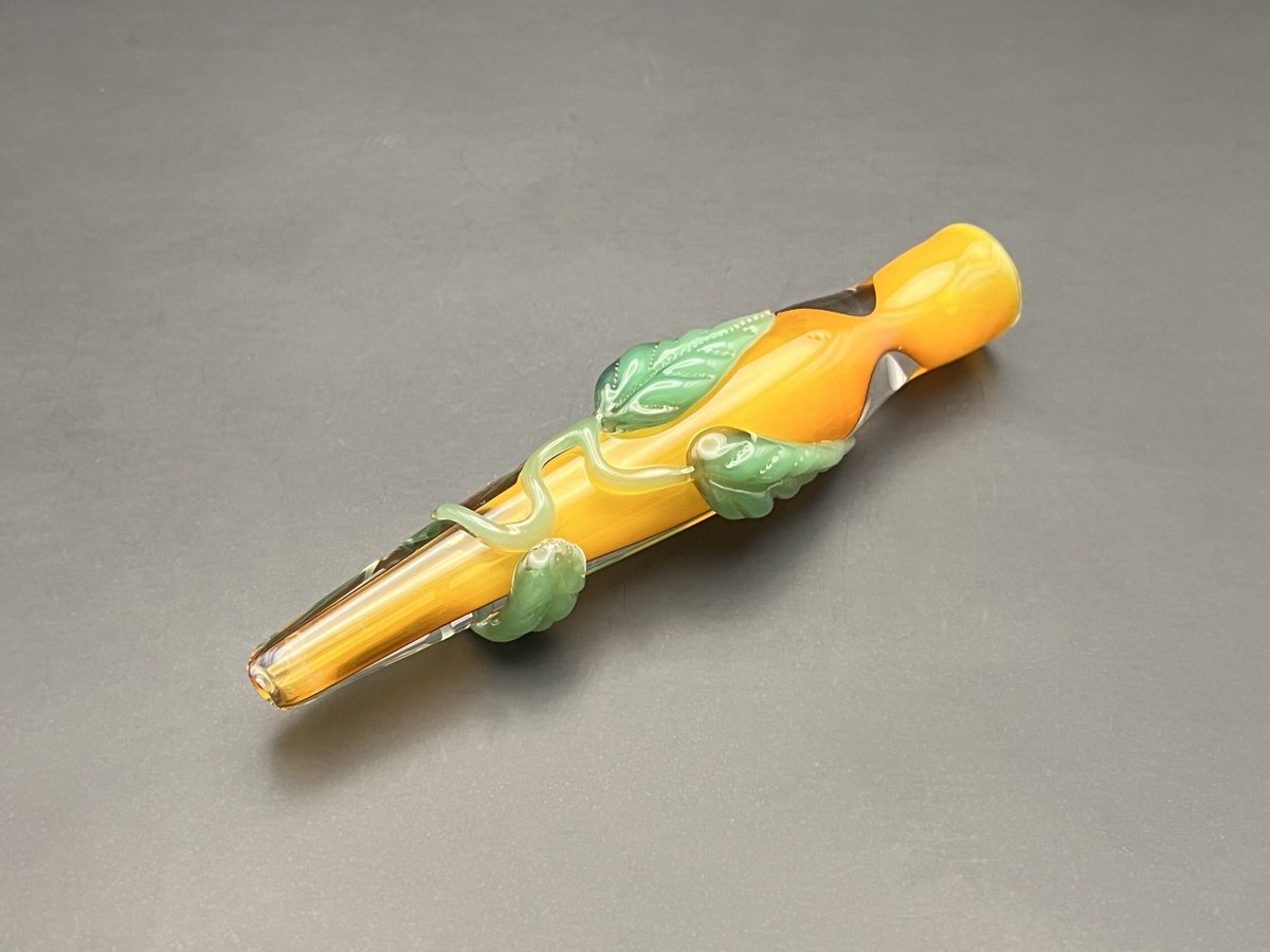 One Hitter Floral - Glass Chillum Pipes - Leaf Fumed Chillum 4' etsy.me/3BJhQja #green #birthday #mothersday #yellow #pipe #pipes #glasspipes #smokingpipe #chillumpipe #floral #aesthetic