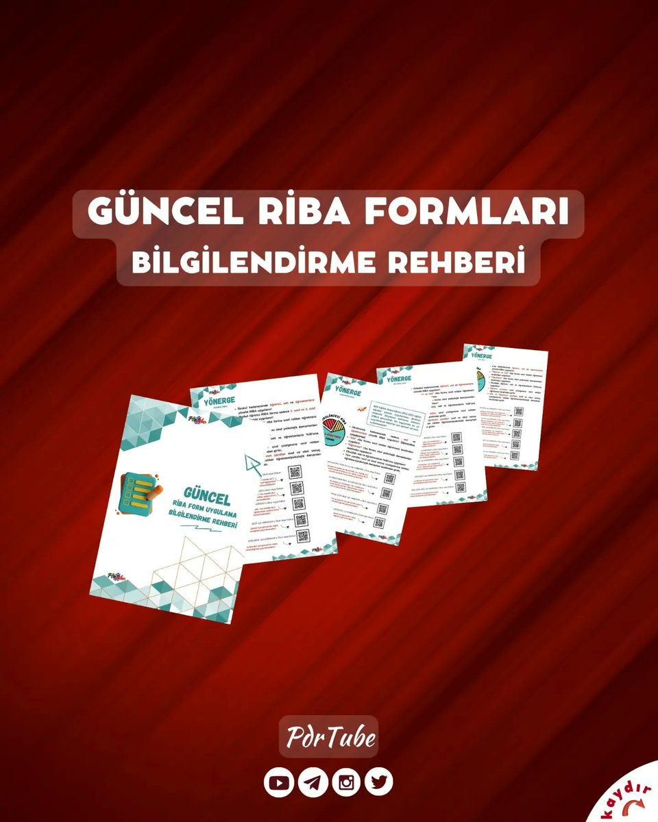 pdrtube's tweet photo. Güncel RİBA Formları Bilgilendirme Rehberimiz yayımlandı!📚📝
 
Bilgilendirme rehberimize telegram kanalımızdan ulaşabilirsiniz 🤳💻🤓 https://t.co/8NHzSDa80r