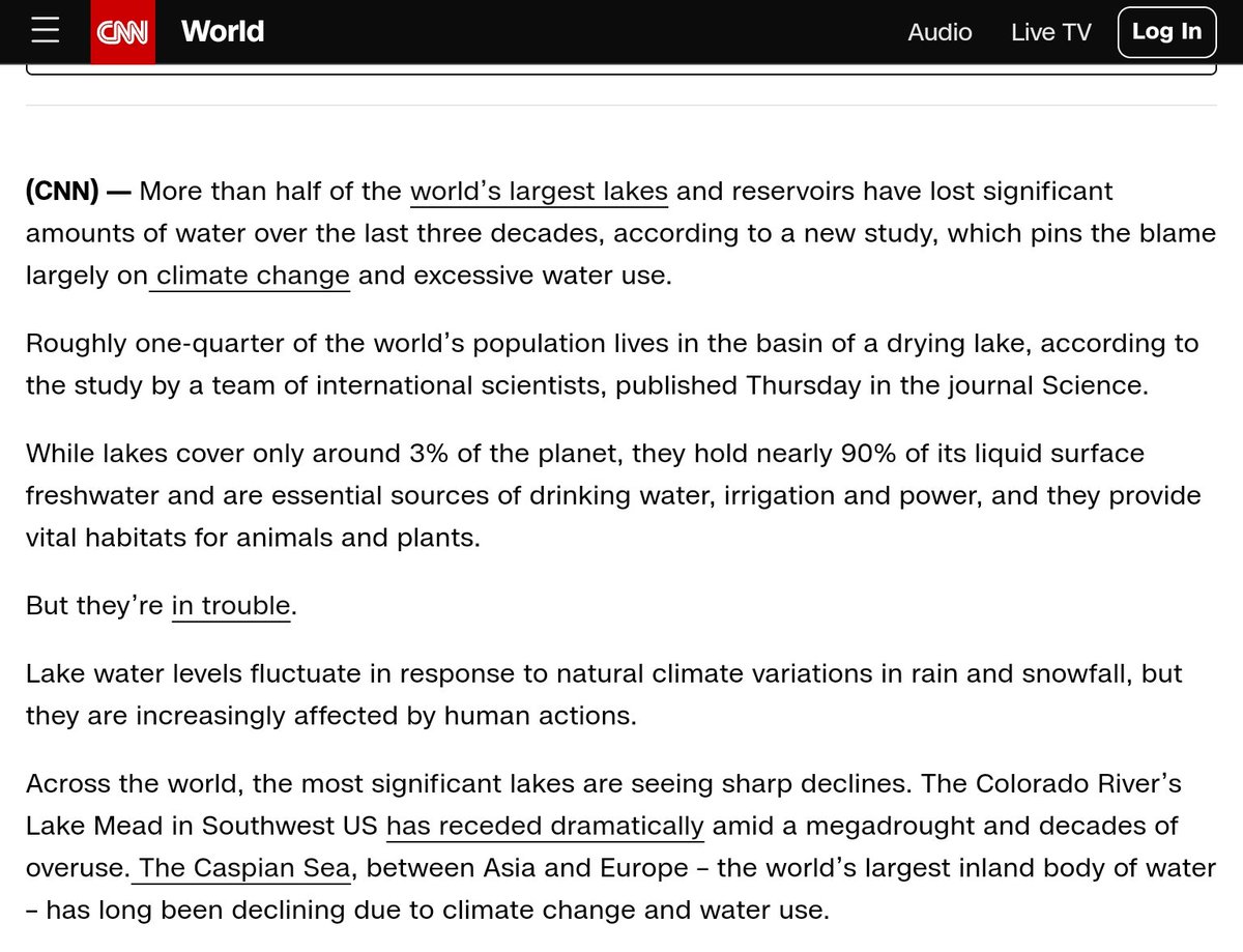 PeterGelderloos's tweet photo. The loss of freshwater is a major survival problem for all humans and most land ecosystems

Takeaways the climate movement will not be forthcoming about:
*it is caused or aggravated by ALL capitalist industries, ESPECIALLY the mining that is the basis of green energy
1/ https://t.co/Yan4Ahl1Qi