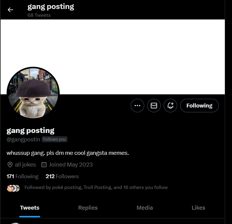 I'd imagine @gangpostin has a lot of opps and I mean a LOT of opps. You'll usually see it thrown around on the page. Most of the posts are just gang satire, and while funny there could be a BIT more variety.

Solid B account though. Gang shit, y'heard?