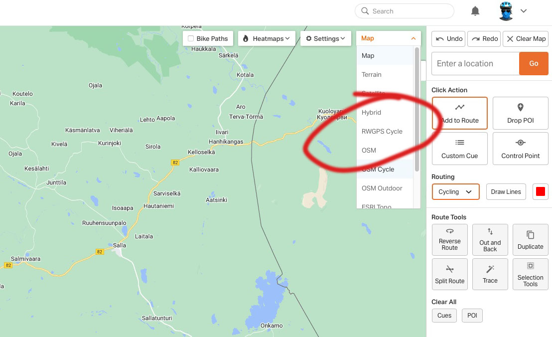 Hi <a href="/ridewithgps/">Ride with GPS</a> ! Where is RWGPS (not Cycle) Map?