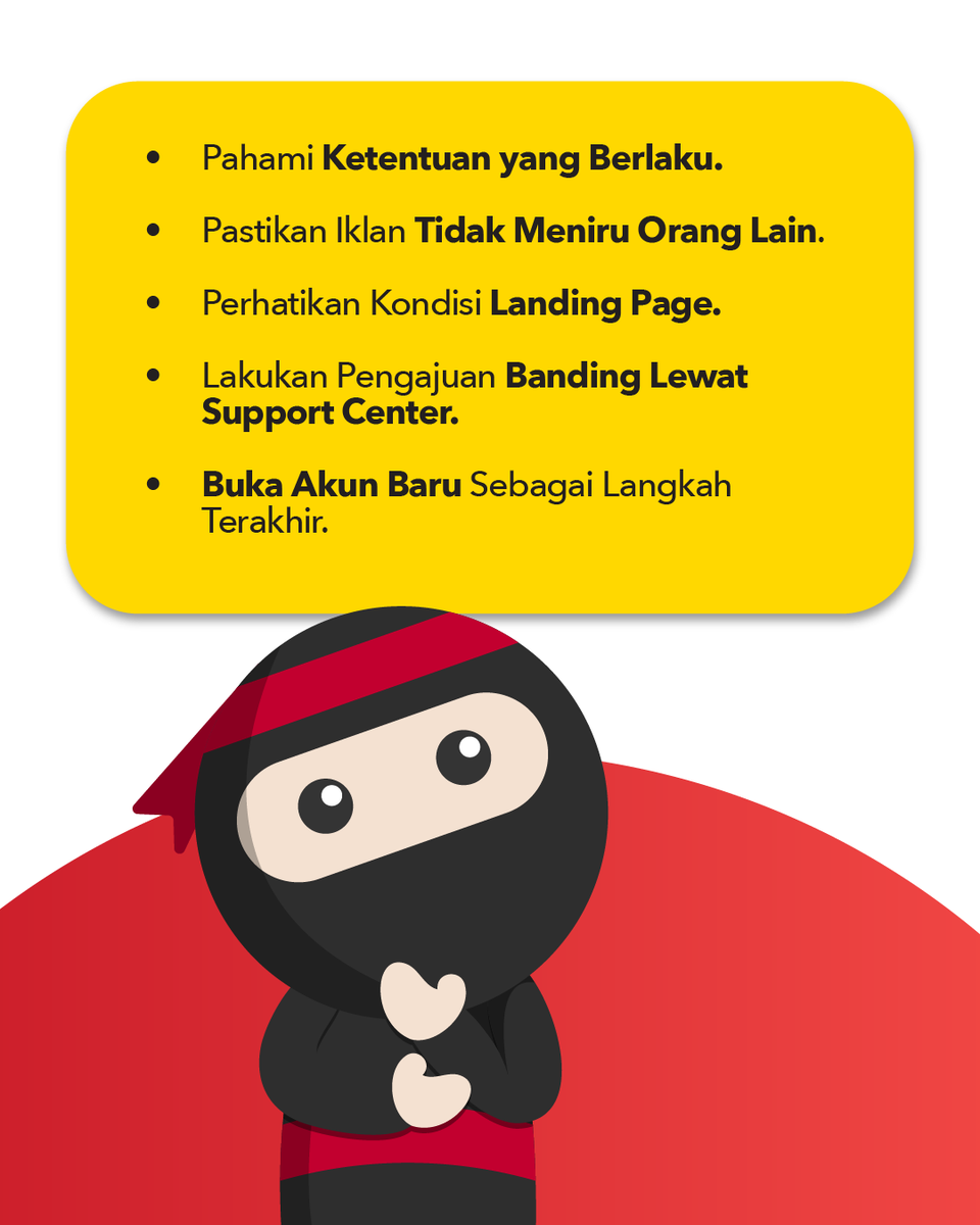 ninjaxpress_id's tweet photo. Sudah pasang iklan di Instagram dan Facebook, tapi akun iklan tiba-tiba dinonaktifkan?
Gak perlu panik Teman Ninja, cek cara mengatasinya di https://t.co/smFGOJoIDC
#NinjaXpress #SiapBantuSampaiTujuan #BlogNinjaXpress #TipsBisnis #TipsBisnisOnline #TipsDigitalMarketing #UMKM https://t.co/KoBx4Dbh2q