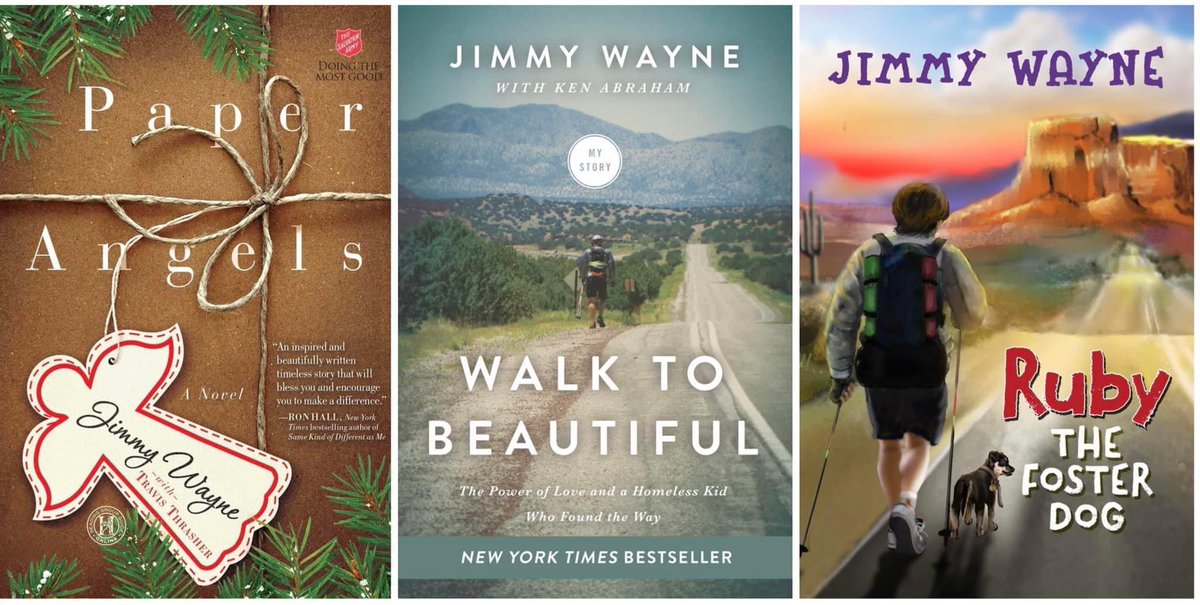 JimmyWayne's tweet photo. You can get all three of my books on https://t.co/jn8dsPSTGQ right now!
➡️ https://t.co/vOTroyq1Mb

#PaperAngels/fiction novel/Christmas story
#WalkToBeautiful/non-fiction/my life story
#RubyTheFosterDog/children’s book for ages 8-13

Thank you so much for supporting☀️ https://t.co/bb5FoiM62s