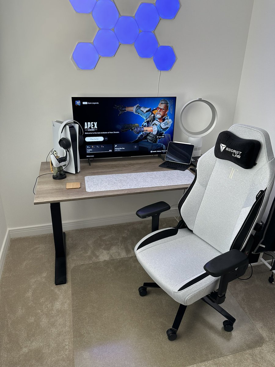 Update to complete set up with #Secretlab TITAN EVO chair #PS5 #gaming #gamingchair #LGC2 #Ipadpro  #nanoleaf #ApexLedgends