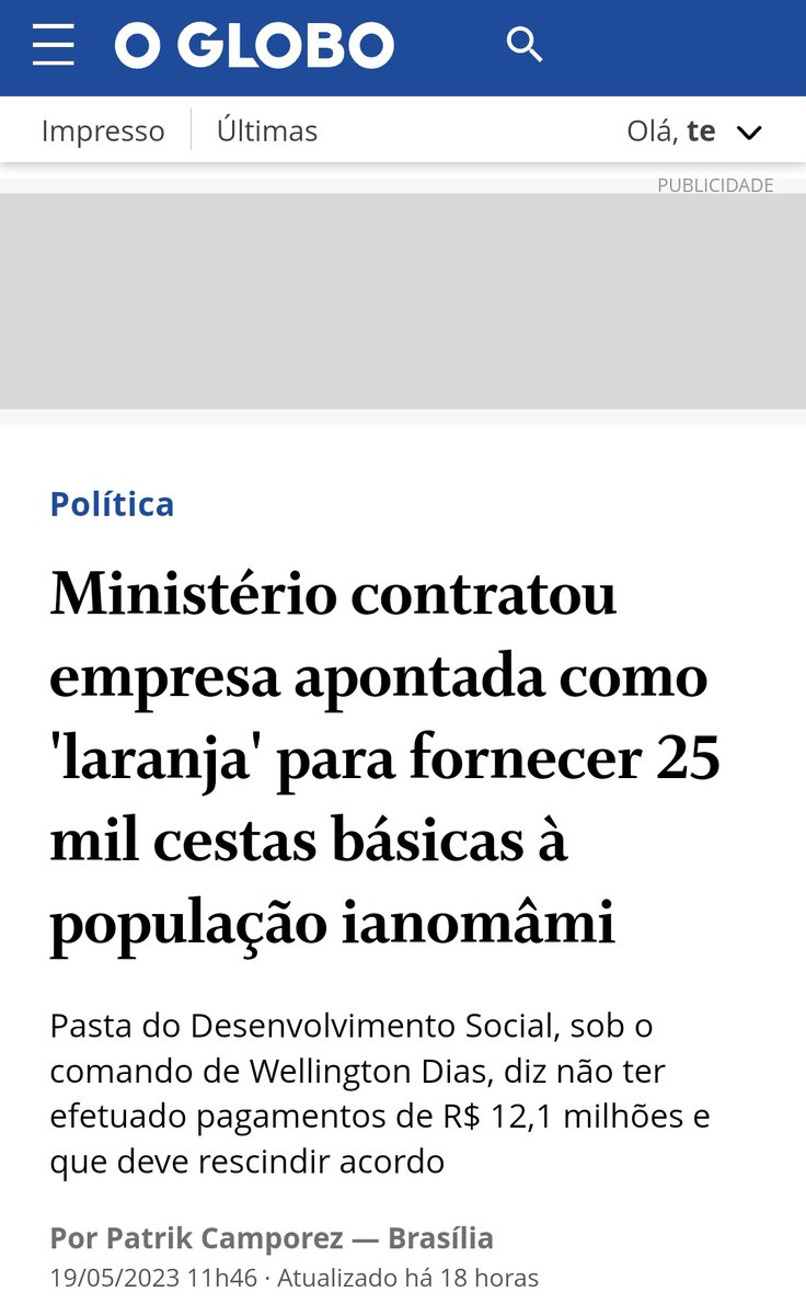 newsteatualizei's tweet photo. E esse escândalo aqui? Não tem revolta de mídia e artista não?? 
Ministério do Dilmo contratou empresa laranja para fornecer cesta básica para os Yanomamis.
Só é genocídio quando é outro governo? https://t.co/aWbRykaiZX