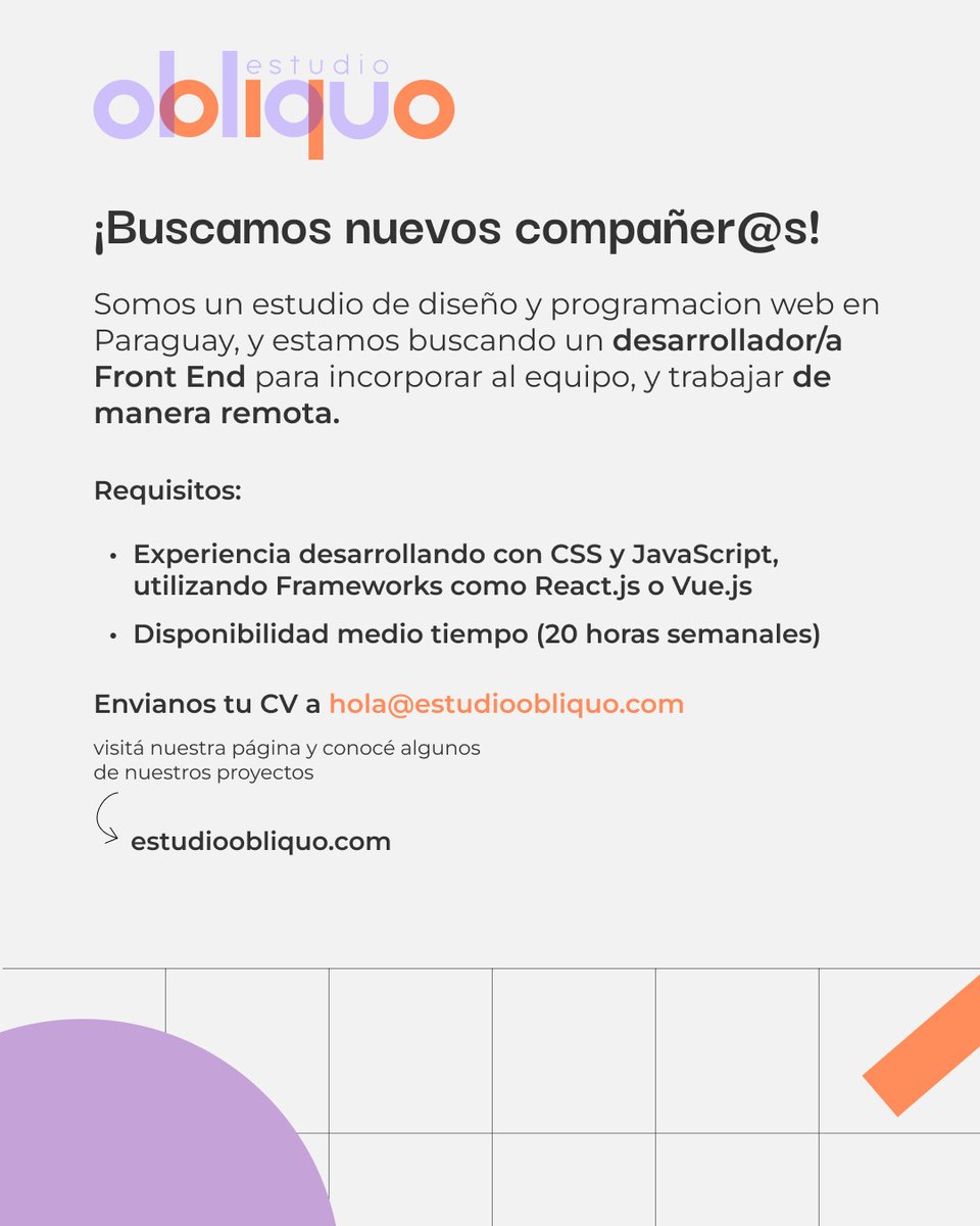 Radh1ka_'s tweet photo. #TrabajosPy Oferta laboral para DESARROLLADOR/A DE FRONT END. https://t.co/6rObt06FGX
