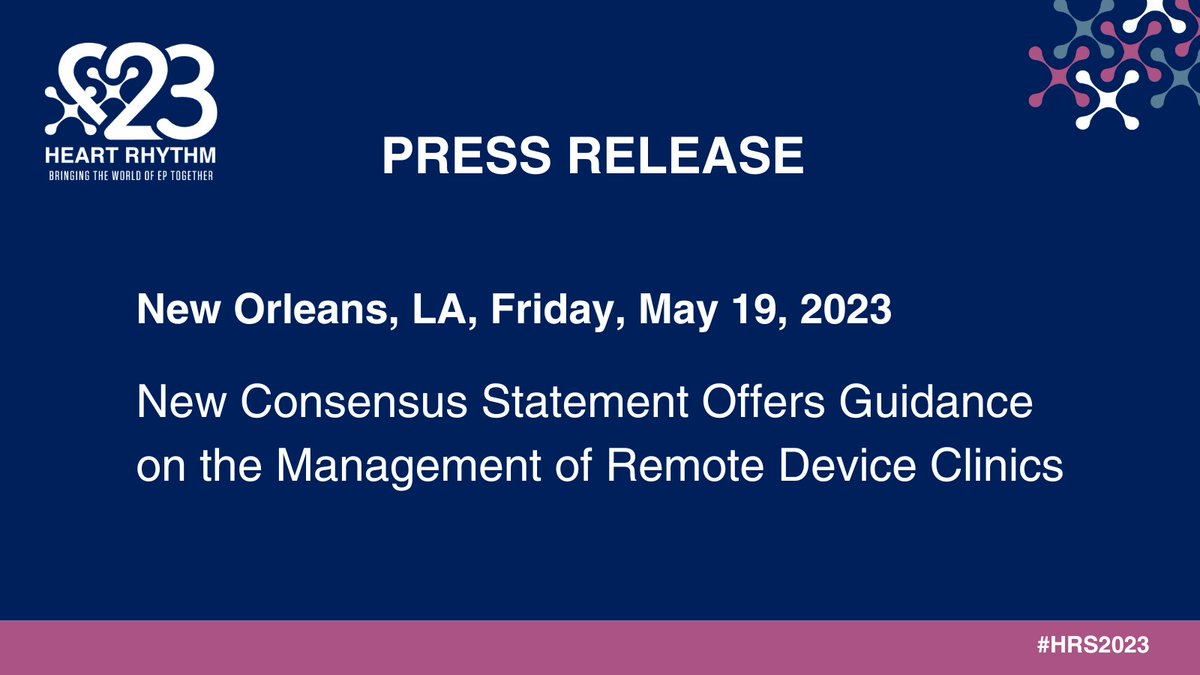 HRSonline's tweet photo. Heart Rhythm Society (HRS), European Heart Rhythm Association (EHRA), Asia Pacific Heart Rhythm Society (APHRS) &amp; Latin American Heart Rhythm Society (LAHRS) released new expert consensus statement on the mgmt of remote device clinics. #HRS2023 https://t.co/ABQoyb81Gt https://t.co/QQ8ILaon8k