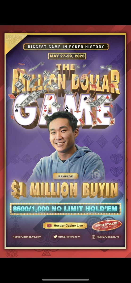 I’m playing in the milly game next week! There’s some %% left to buy on <a href="/StakeKings/">StakeKings</a> before the action begins. Looking forward to a fun week of poker next week <a href="/HCLPokerShow/">Hustler Casino Live</a> 
Link here: stakekings.com/player/Rampage