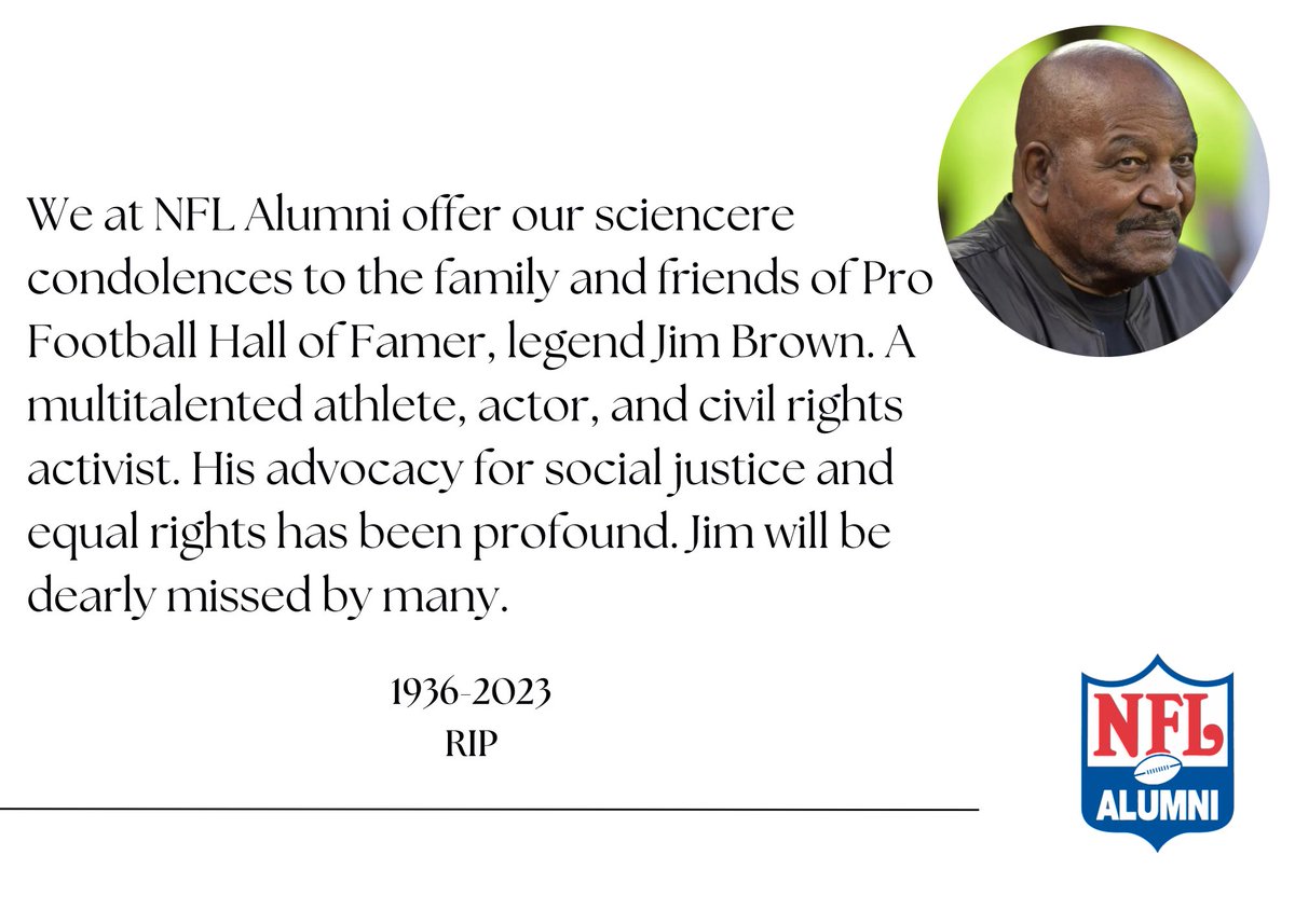RIP to @ProFootballHOF legend Jim Brown.
