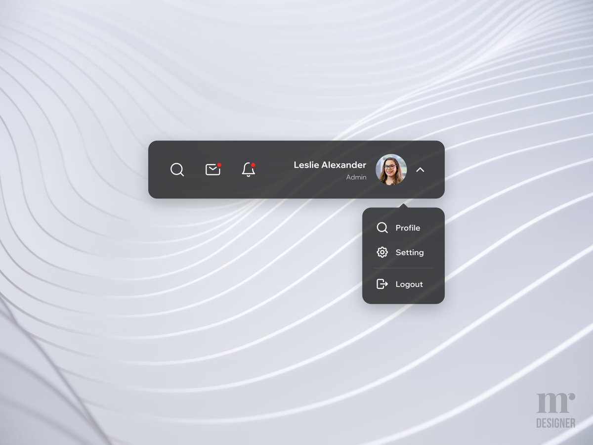 Premsoni4795's tweet photo. As part of our daily UI challenge, present a new and improved User Dropdown design.
#dailyui #UserProfile #Dropdown #prototype #animation #profile #header #logout #setting #challenge #dailyui #userprofile #dropdown #branding #logo #illustration #vector #dribbble #app #design https://t.co/0ycwsAargV