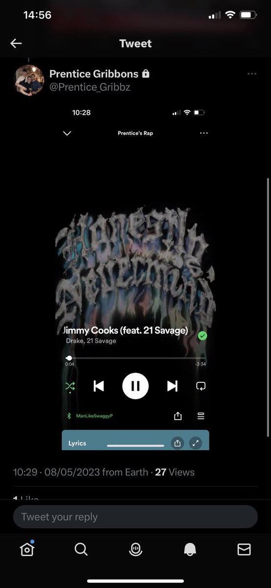 MitchesTwitta's tweet photo. @Prentice_Gribbz favourite song confirmed https://t.co/jRJxrV1rvq