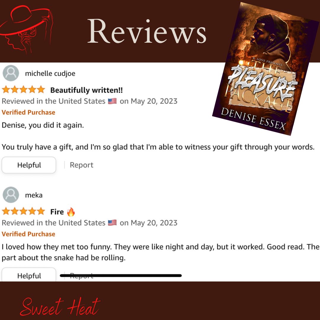 Early reviews for The Pleasure Package. Available in ebook and paperback format now 💋🔗amazon.com/author/denise_…
#blackreaders #blacklove #blackromancereader #romancereader #AvidReader #newbookrelease #NewBook #BookLover #BookTwitter #booktwt #BookRecommendations #bookrelease