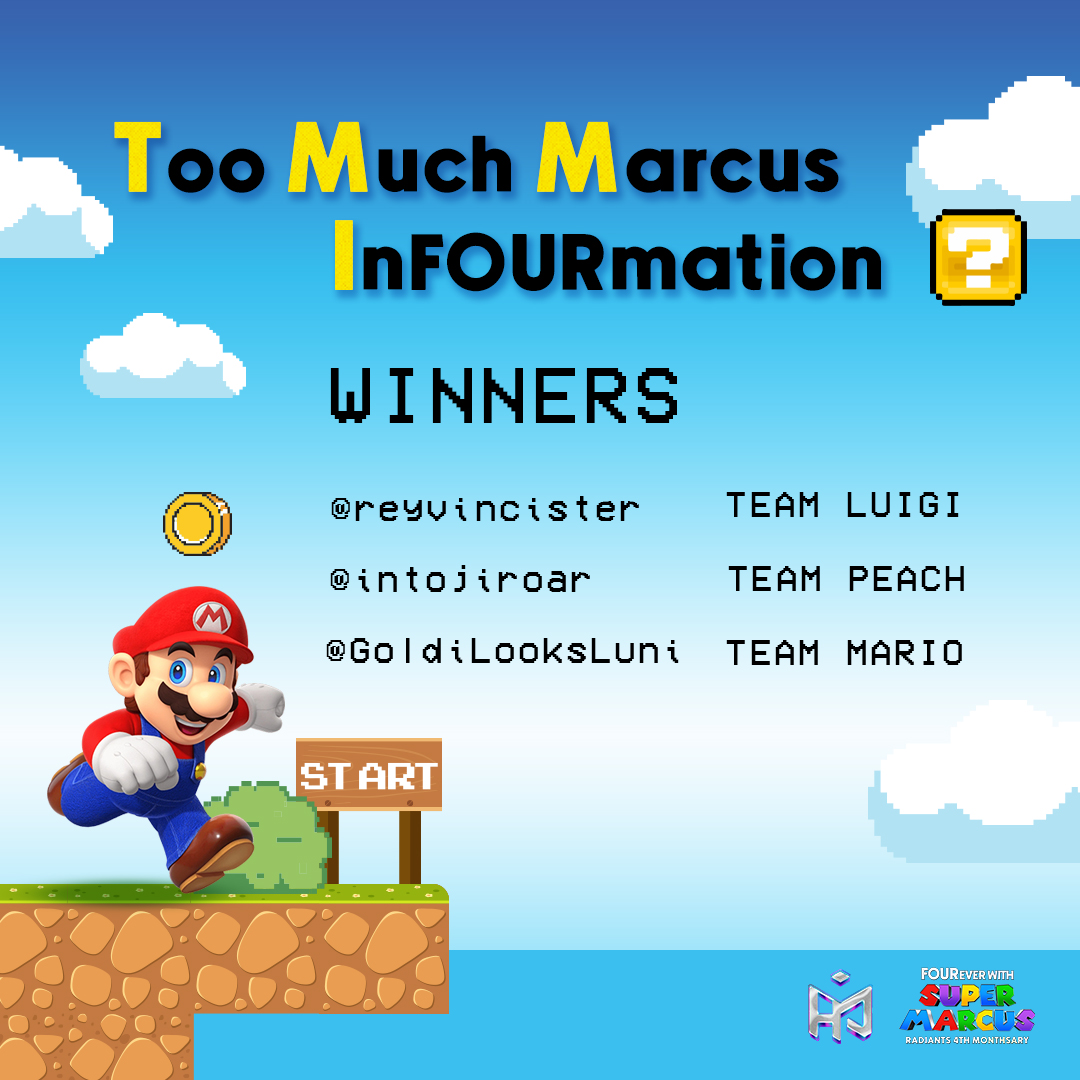 MarcusGlobal_'s tweet photo. Congratulations to the winners of our Too Much Marcus InFOURmation during our #RadiantSpace! You incredibly showed that you are worthy to be called one!
Continue fighting for your team! ✨
FOURever With SuperMarcus
#TMMI #Radiants4thMonthsary #HORI7ON_MARCUS #HORI7ON https://t.co/L1hCbOGtEX