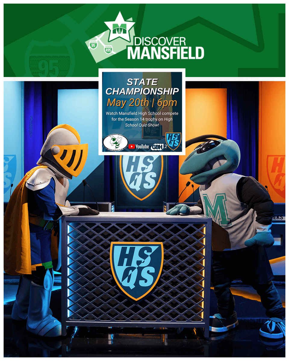 TONIGHT: The Championship Final IS HERE! Don't miss tonight’s episode of @GBH’s @HS_QuizShow at 6PM as @MHShornets faces off against BB&N, on @GBH 2 or youtube.com/@HighSchoolQui…
Good Luck from @MansfieldMass, @mansfield_ma & Mansfield community! #HSQS14
Photo Credits: Liz Friar/GBH