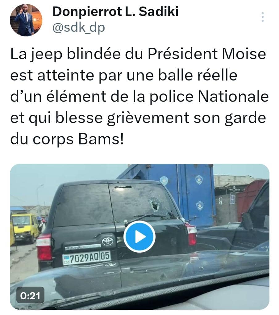 TheyBrigitte's tweet photo. Assassinat visé contre le président Moïse KATUMBI CHAPWE par le régime en place gouvernement tshilombo
@moise_katumbi 
@AssembleeN_RDC 
@gratieniracan 
@FullNdala https://t.co/BlD3Vyj5QU