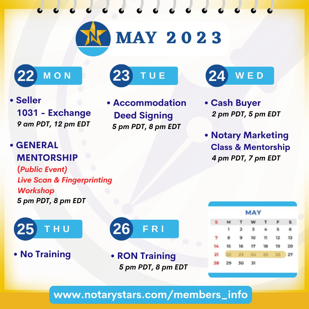 NotaryStars's tweet photo. We've prepared a side hustle training for all notaries on Monday. See you!

#notary #mobilenotary #notarynearme #GeneralNotaryWork #NotaryBusiness #NotaryLife #NotaryTraining #Notarybusiness #notarypublic #notaryservices
#NotarySigningAgent #LoanSigningAgent  #NotaryPublic https://t.co/MxG20C9hLb