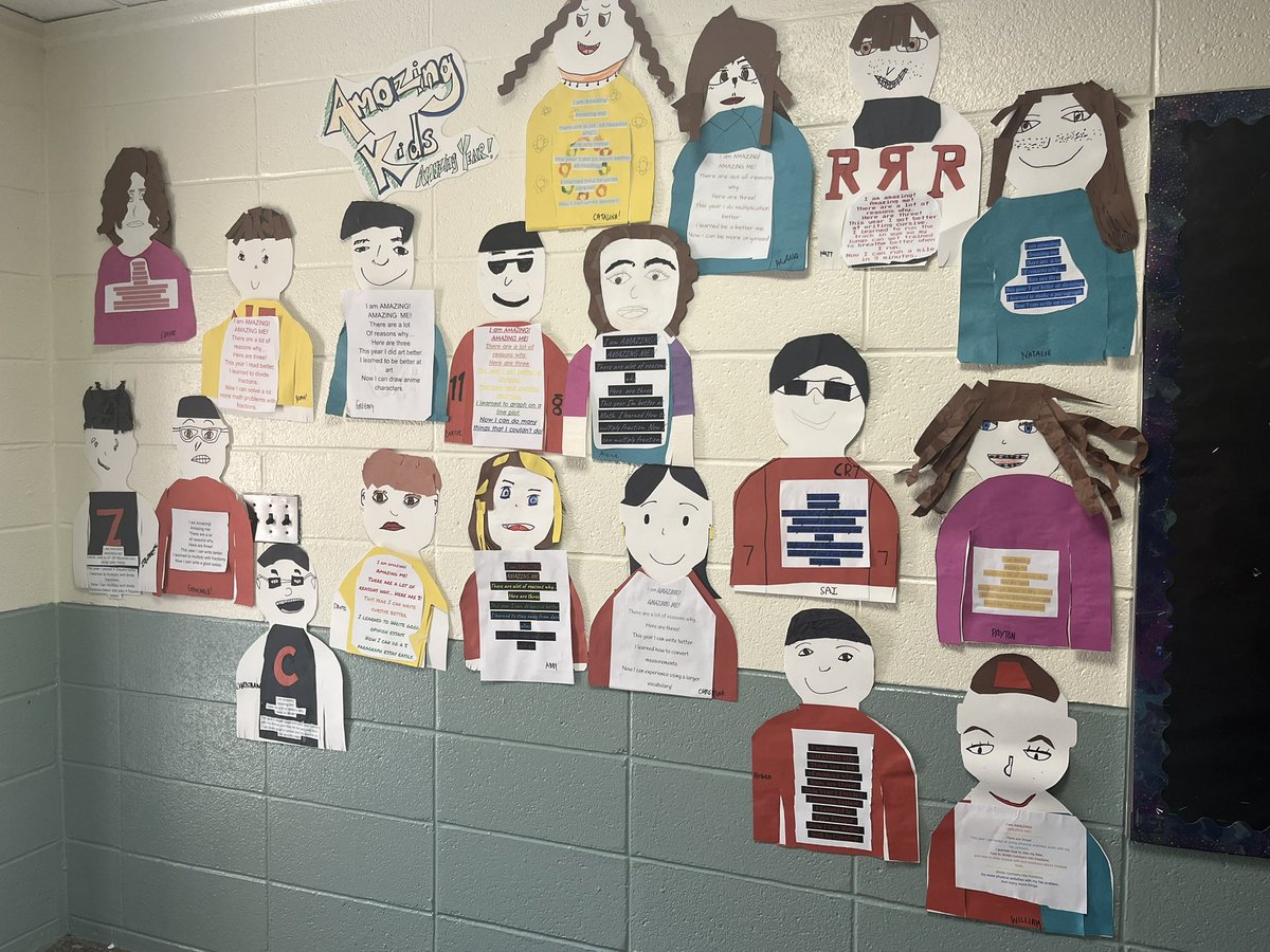 WronkoHamed5th's tweet photo. After a morning of NJSLA testing… we got creative and created ourselves and wrote what was AMAZING about ourselves this year @MtView07836 @JOlsyn1109 @MVSCounseling @melandyk https://t.co/paYhKHjBy5