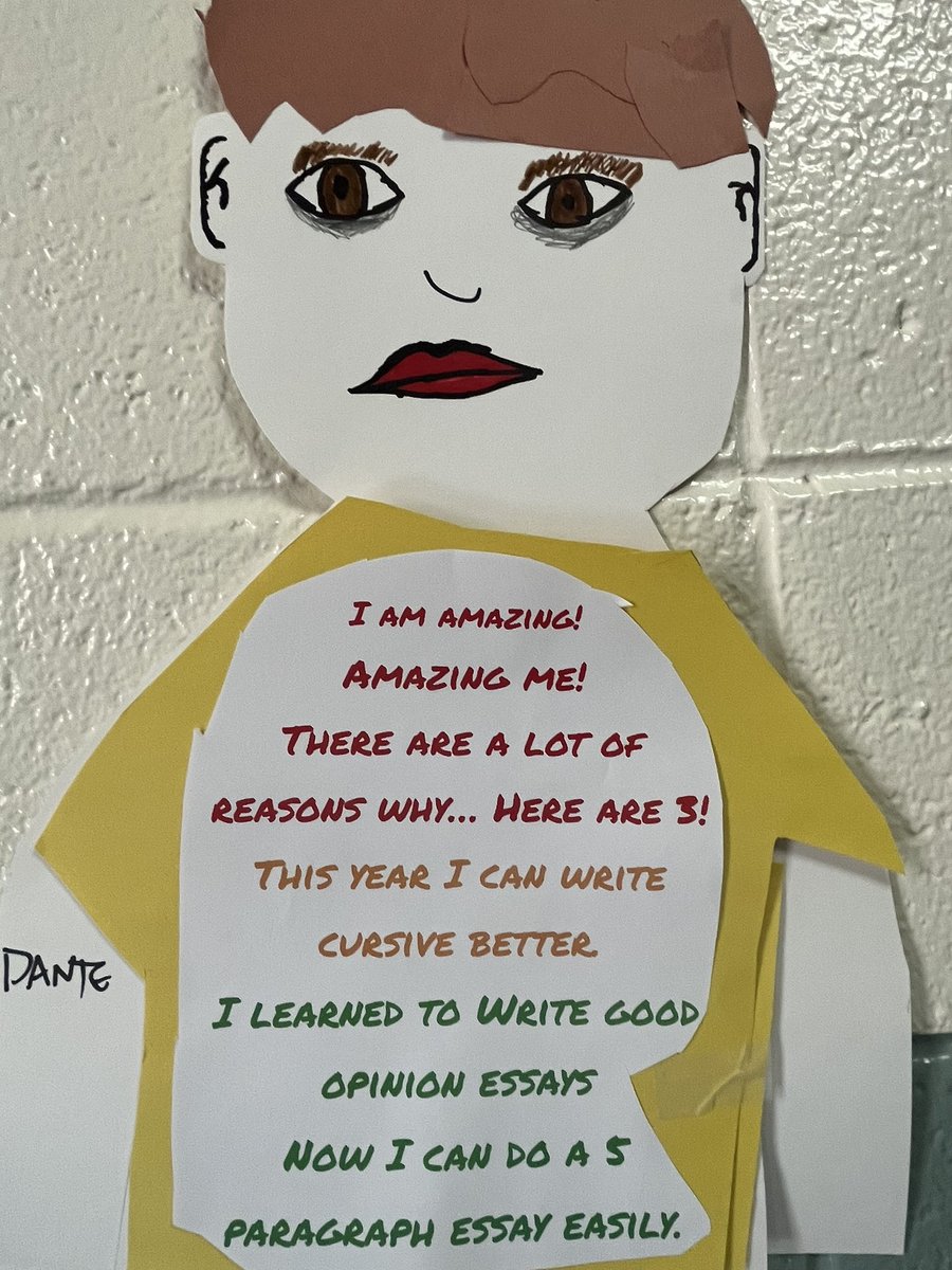 WronkoHamed5th's tweet photo. After a morning of NJSLA testing… we got creative and created ourselves and wrote what was AMAZING about ourselves this year @MtView07836 @JOlsyn1109 @MVSCounseling @melandyk https://t.co/paYhKHjBy5