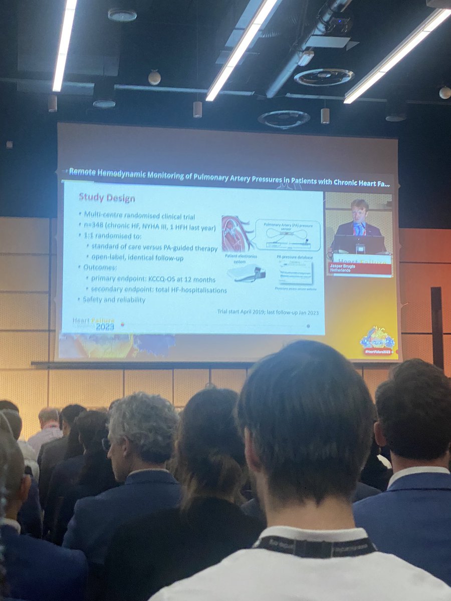 AlexFrogoudaki's tweet photo. #HeartFailure2023 just started late breaking clinical trials #MonitorHF 
PA guided therapy safe, reliable and resulted to better QOL and reduction of #HF hospitalizations @HFA_President @WilfriedMullens @ARakisheva @LauraMeems @escardio https://t.co/0kdbWgvUtY