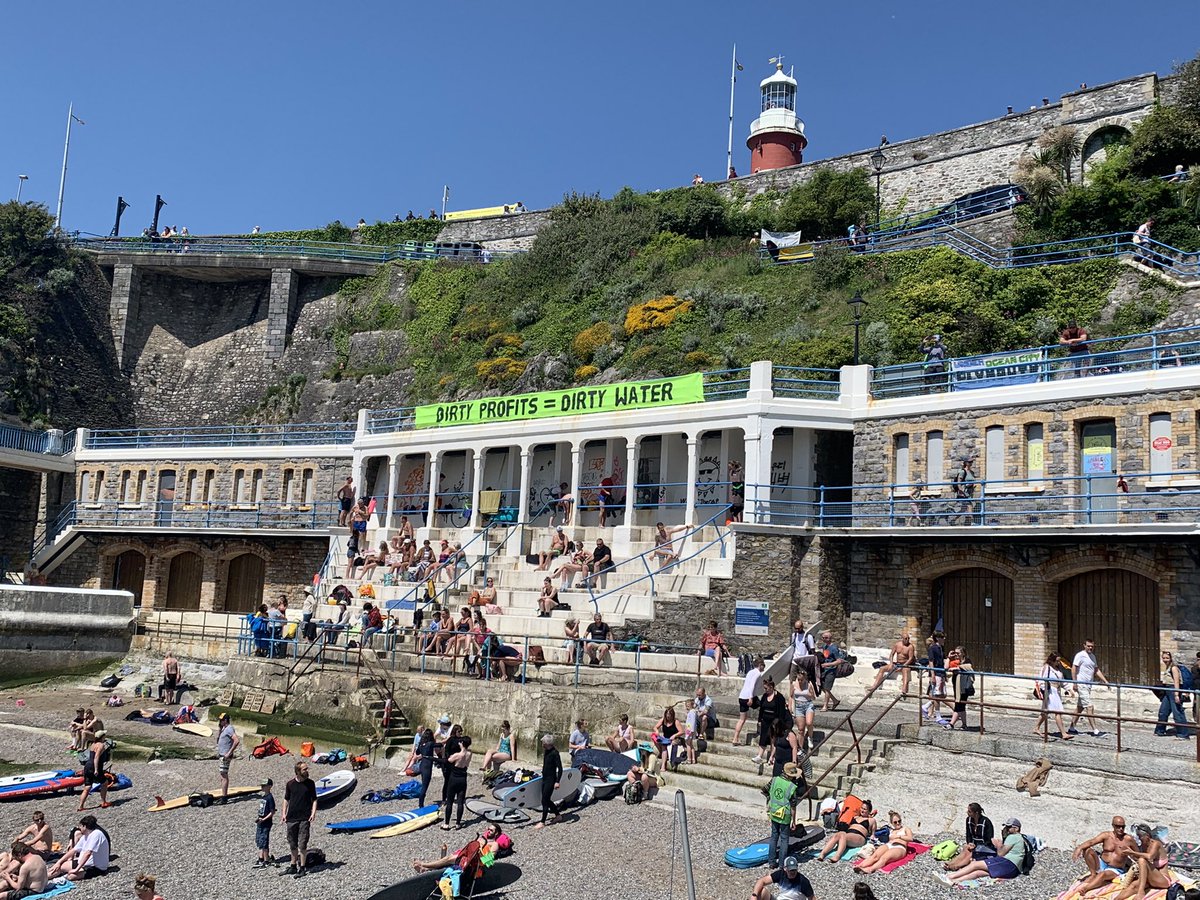 Had a great time at @sascampaigns in #Plymouth this morning. So happy to see such a great turnout from local people sick of sewage in their water! #PaddleOutProtest