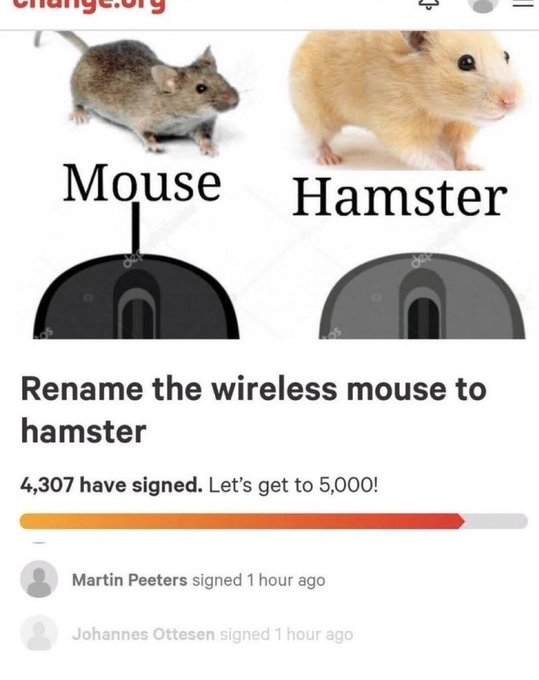 petition to rename wireless mouse to hamster