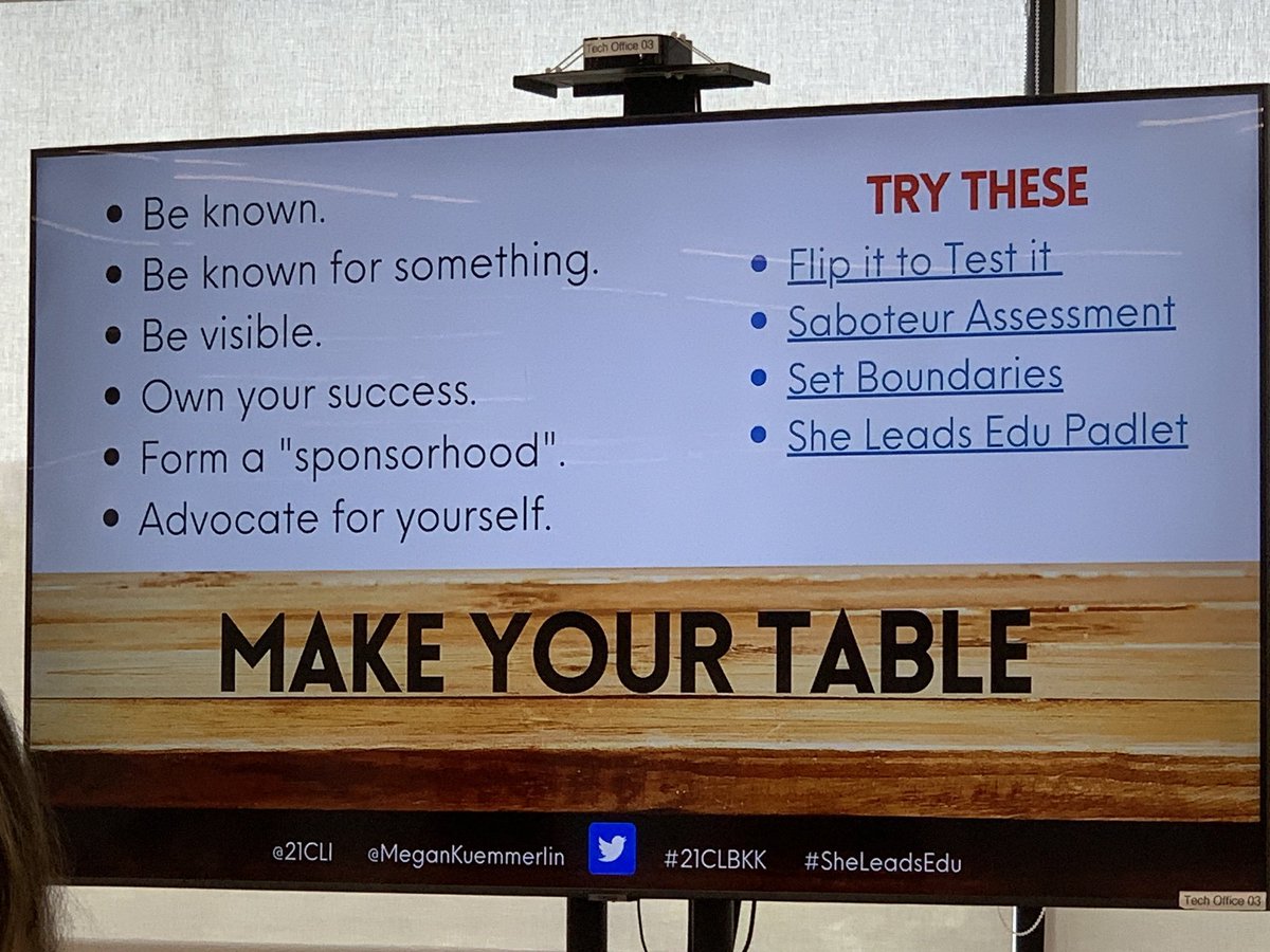 Thanks @megankuemmerlin for making space to promote women as educational leaders at #21CLBKK. Our schools suffer when our most talented people are not in the most central seats ... thanks to those willing to lead. @watnunu @kellyed121 #SheLeadsEdu