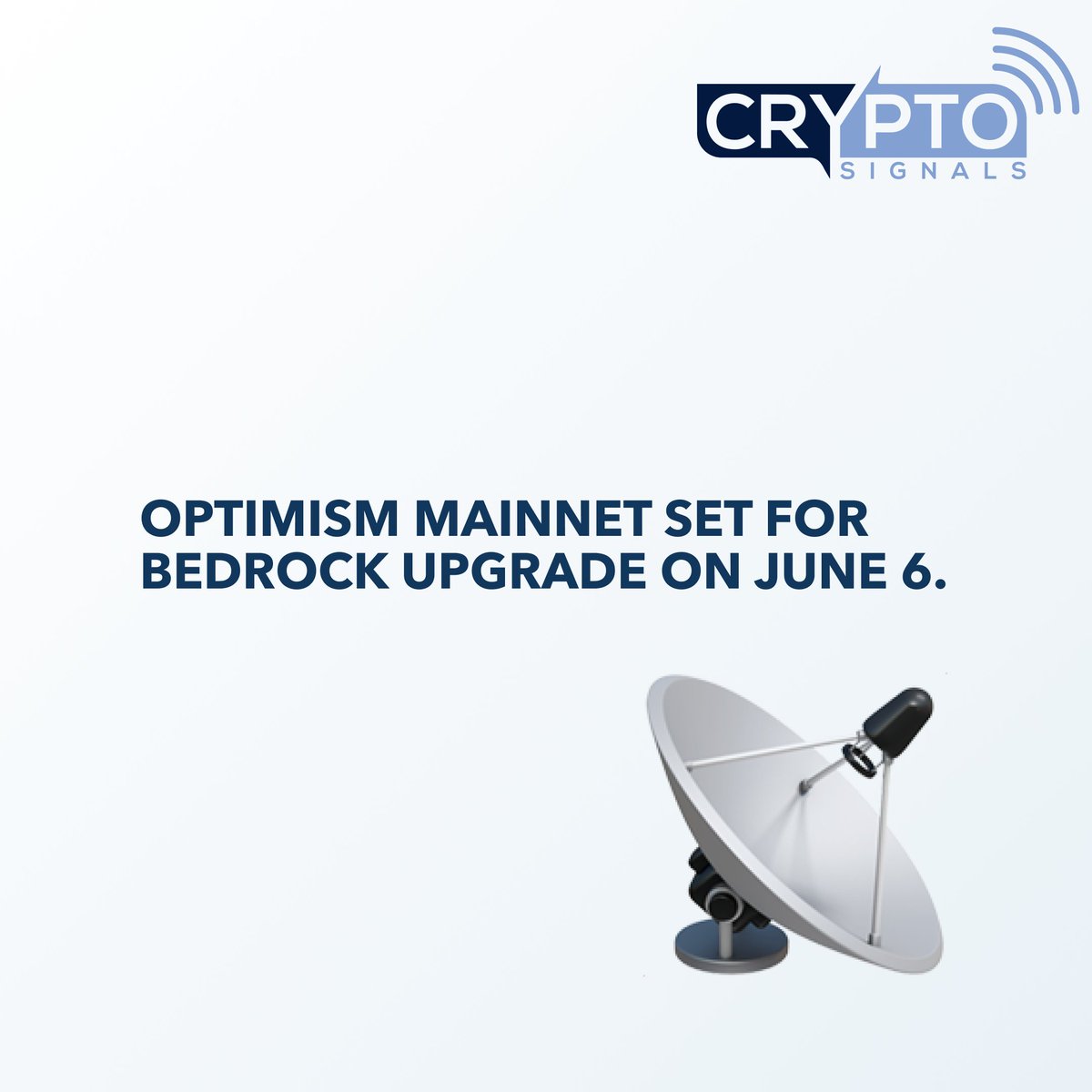 CryptosignalsO's tweet photo. Optimism mainnet is poised for a 'Bedrock' upgrade on June 6! A critical step towards better scalability and enhanced user experience. Mark your calendars, folks!
#OptimismMainnet #BedrockUpgrade #CryptoNews https://t.co/XROD2IX7aR