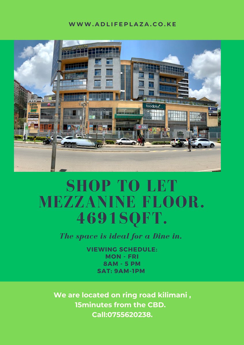 To let‼️

#adlifeplaza #kilimani #spacetolet #nairobikenya🇰🇪 #YoungFamousAfrican