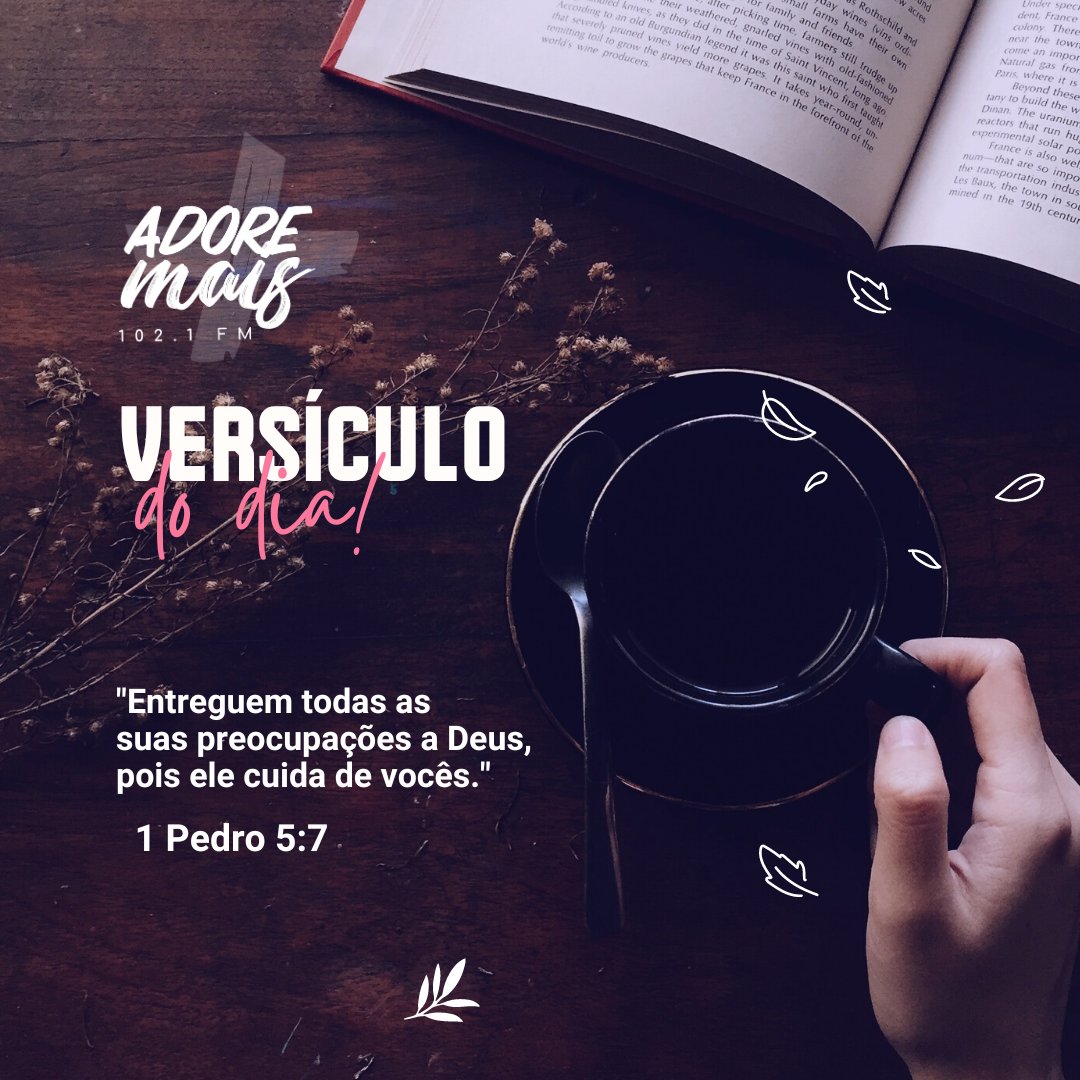 Bom dia Ouvinte! 💜🔥

"Entreguem todas as suas preocupações a Deus, pois ele cuida de vocês." - 1 Pedro 5:7 

Amém? 🙏

#versiculododia #adoremaisfm #adoremais