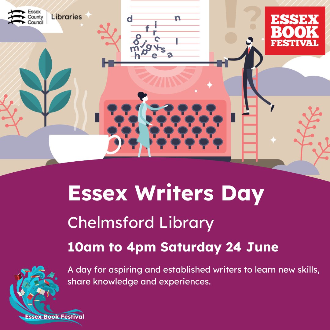 EssexLibraries's tweet photo. Essex Writers Day is back for 2023!🎉

Taking place on Saturday 24 June, there will be a range of writing workshops from writing crime fiction to developing visual prompts to spark a story.📝

Find out more and book your place here: https://t.co/pjmNOvaaNI https://t.co/UcVpTetyVh
