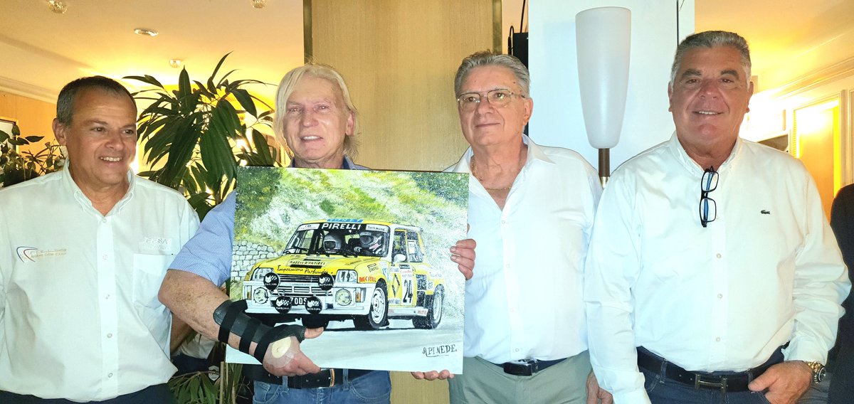 🤗 Le Comité d'organisation du Rallye Antibes Cote D'Azur a remercié son invité d'honneur, Dominique DE MEYER, et lui a remis une peinture de sa Renault 5 Turbo réalisée par le renommé artiste peintre, Alain Pinède.